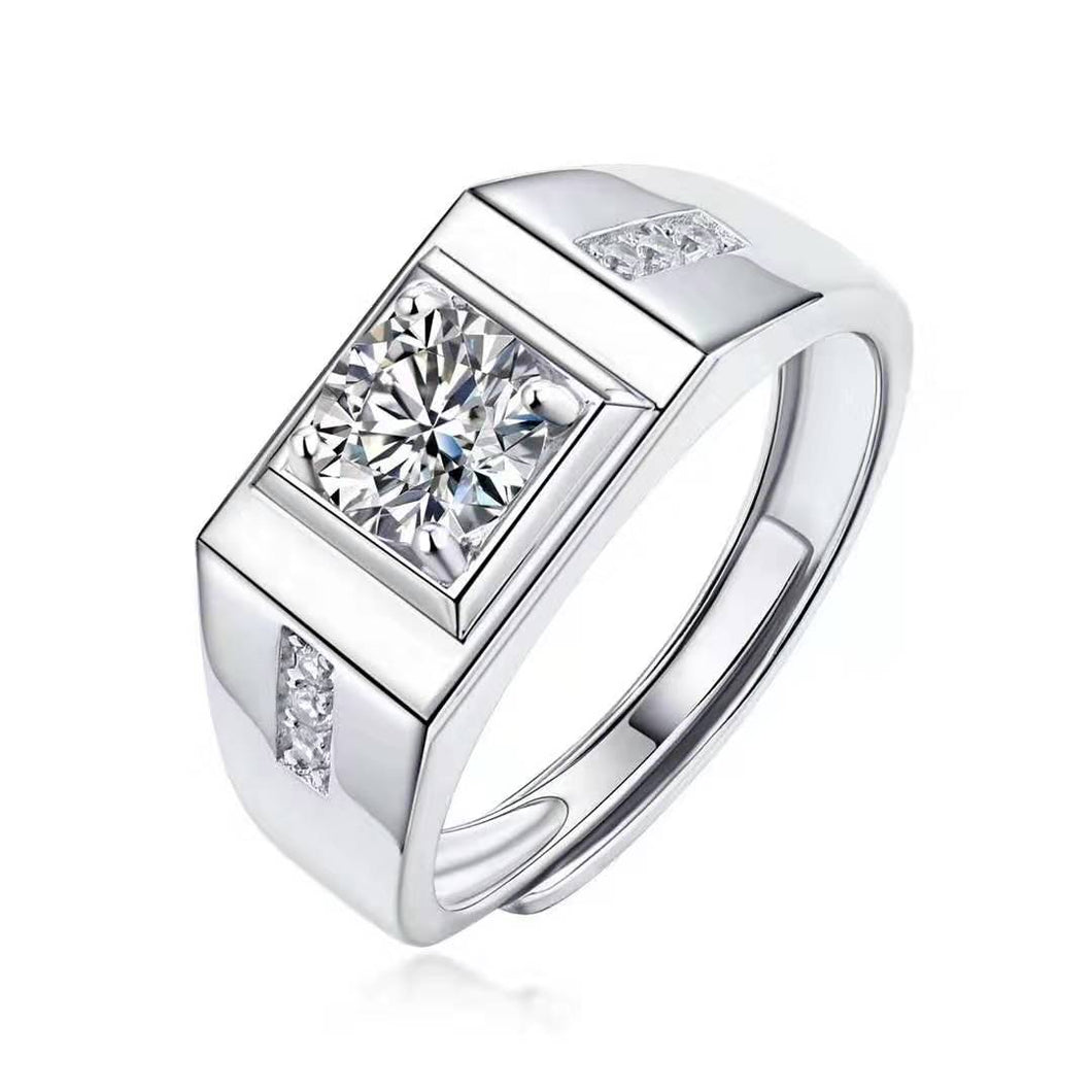 18K White Gold Moissanite Men Ring