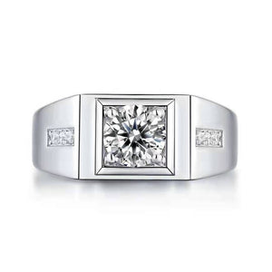 18K White Gold Moissanite Men Ring