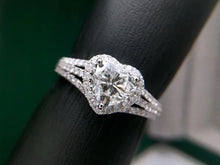 Load image into Gallery viewer, 18 K White Gold Heart Shape Moissanite Halo Ring