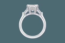 将图片加载到图库查看器，18 K white gold emerald cut moissanite engagement ring