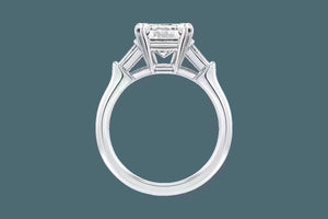 18 K white gold emerald cut moissanite engagement ring