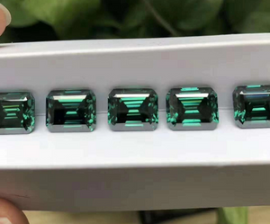 8x10mm Emerald Cut Green Loose Moissanite