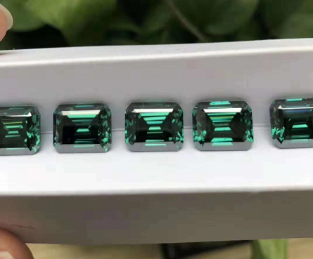 8x10mm Emerald Cut Green Loose Moissanite