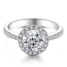 Load image into Gallery viewer, 18k white gold moissanite halo ring