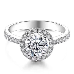 18k white gold moissanite halo ring